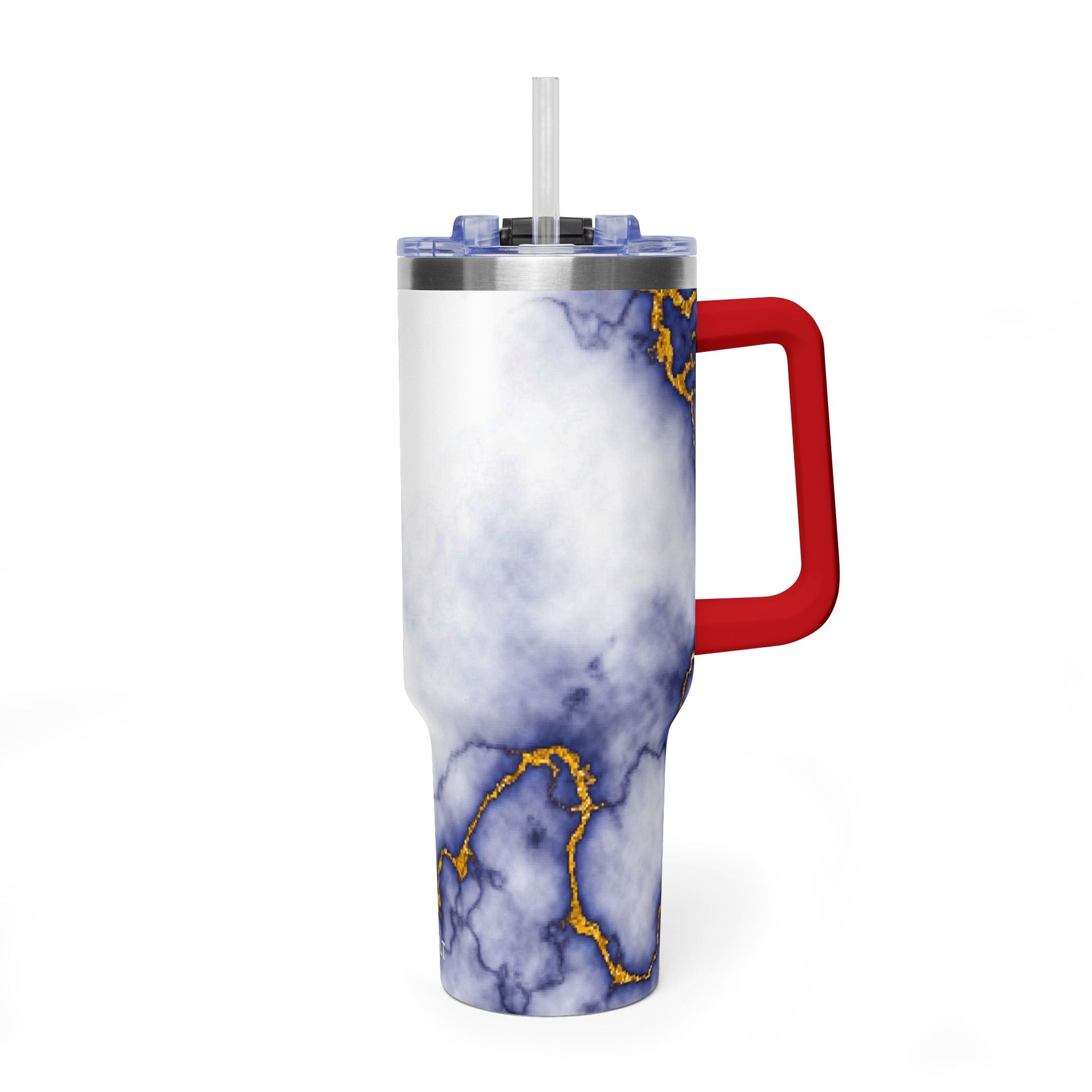 40oz Marble Thermal Tumbler - Blue & Gold Veined Vacuum Cup