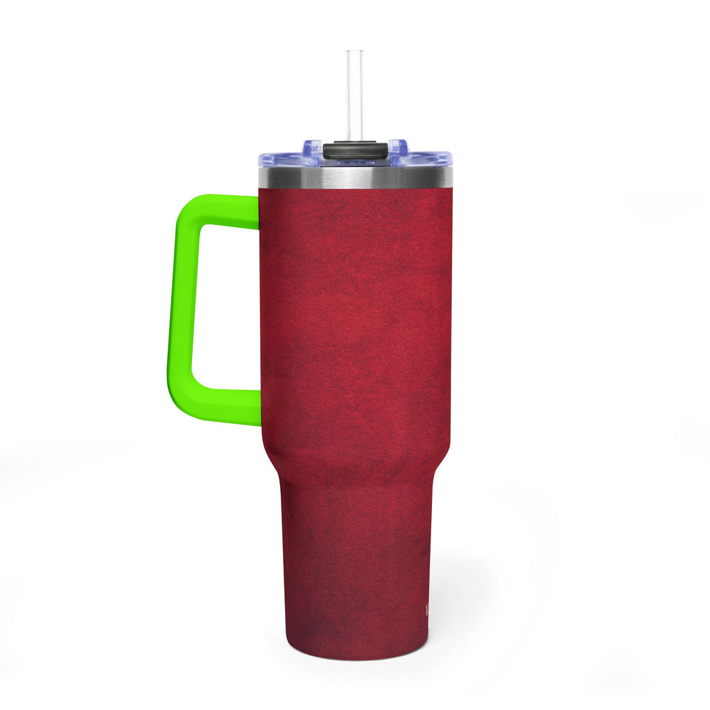 40oz Red Vacuum Tumbler – Insulated Travel Mug with Straw & Handle
