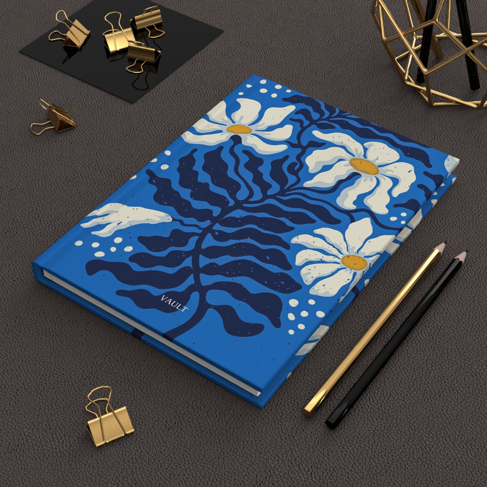 Blue Daisy Hardcover Journal — Floral Notebook for Writing & Daily Notes