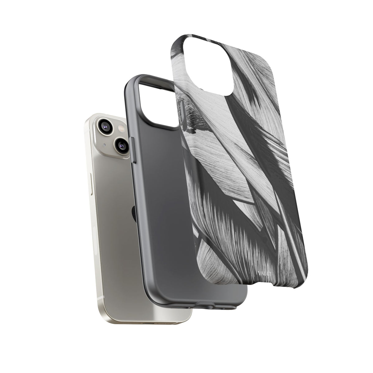 Monochrome Tropical Leaf Tough Phone Case — Black & White Botanical Protective Cover