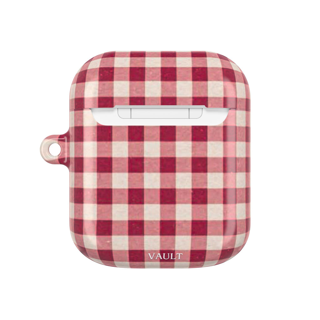 Plaid AirPod Case — Red Buffalo Check Protective Cover