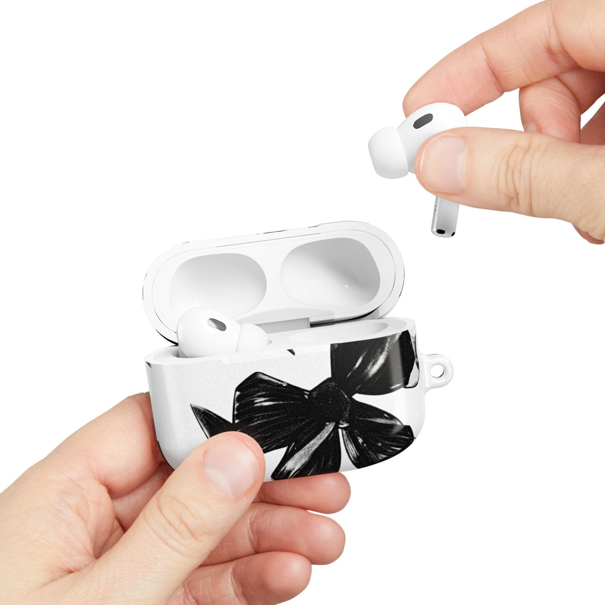 Floral Noir AirPod Case — Black & White Botanical Protective Cover
