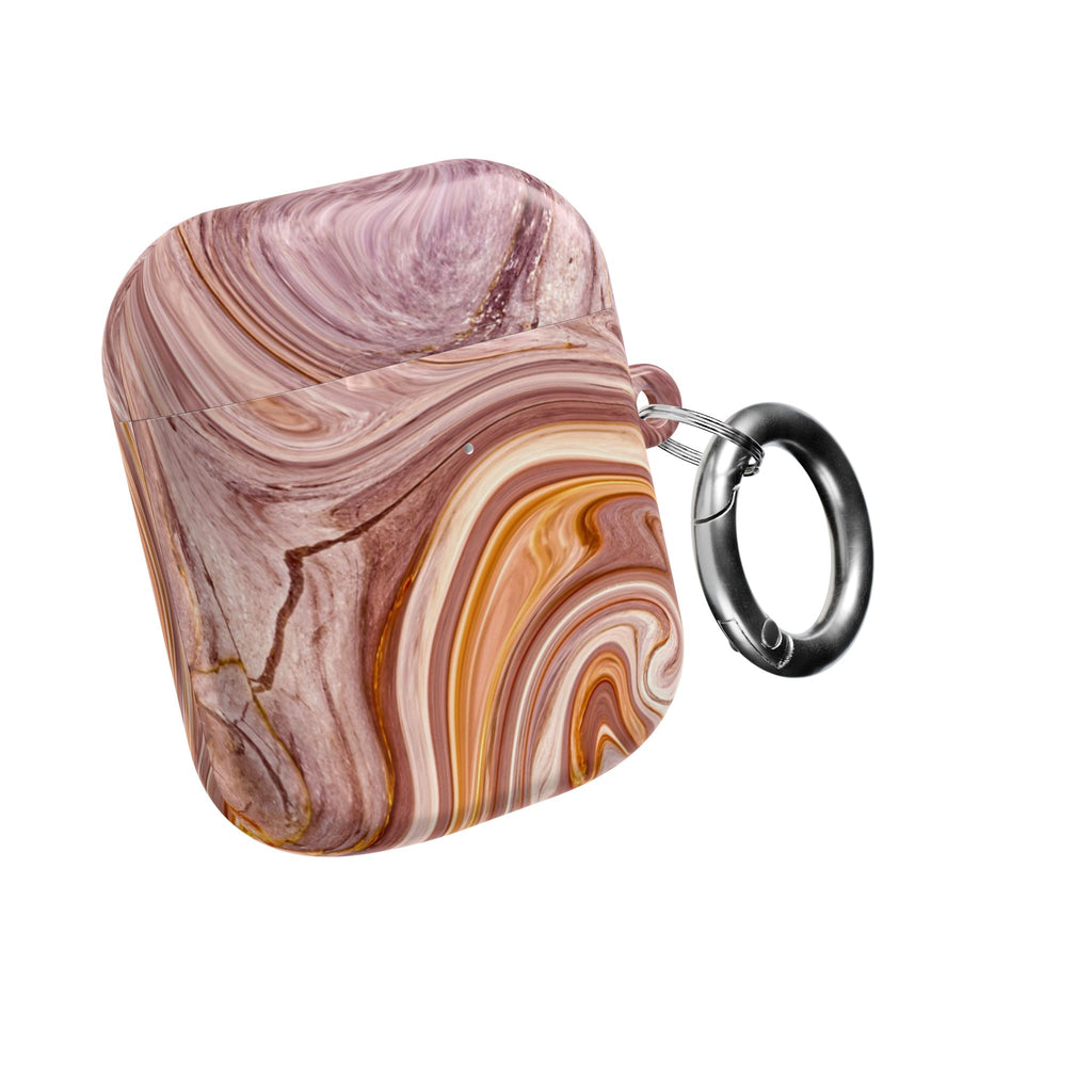 Marble Swirl AirPod Case — Pink & Gold Abstract Protective Cover