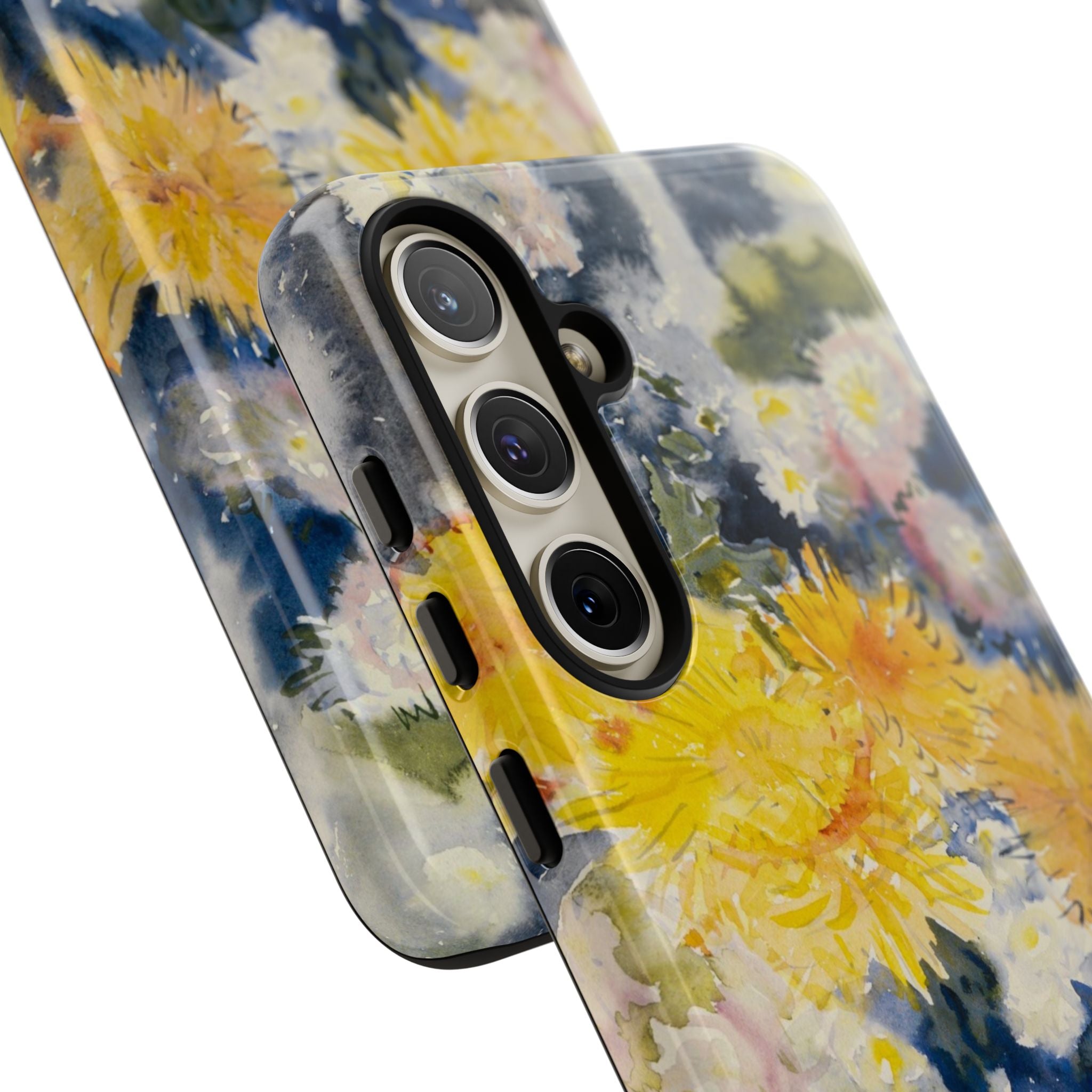 Floral Watercolor Phone Case – Yellow Chrysanthemums Design