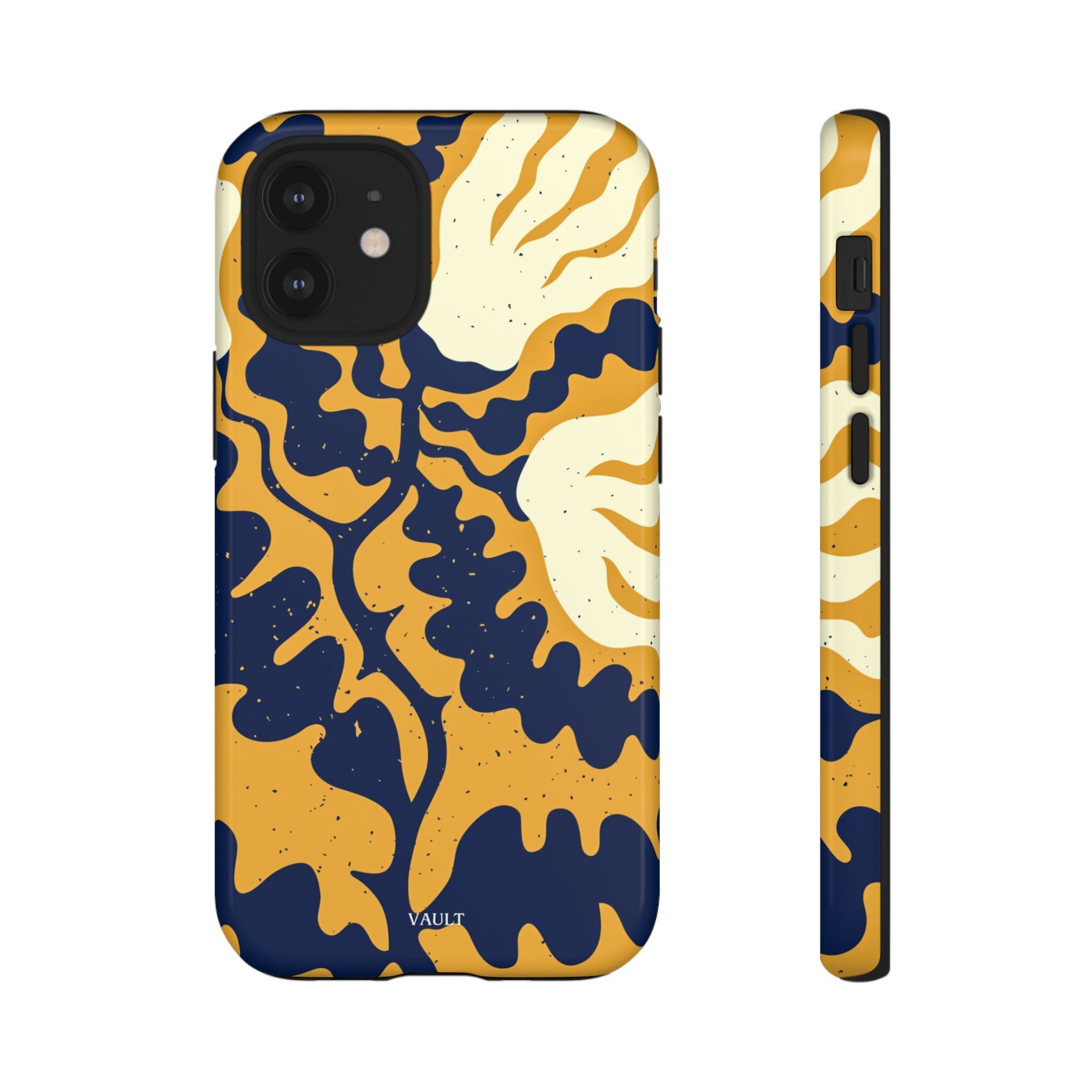 Bold Abstract Floral Phone Case (Navy & Mustard)