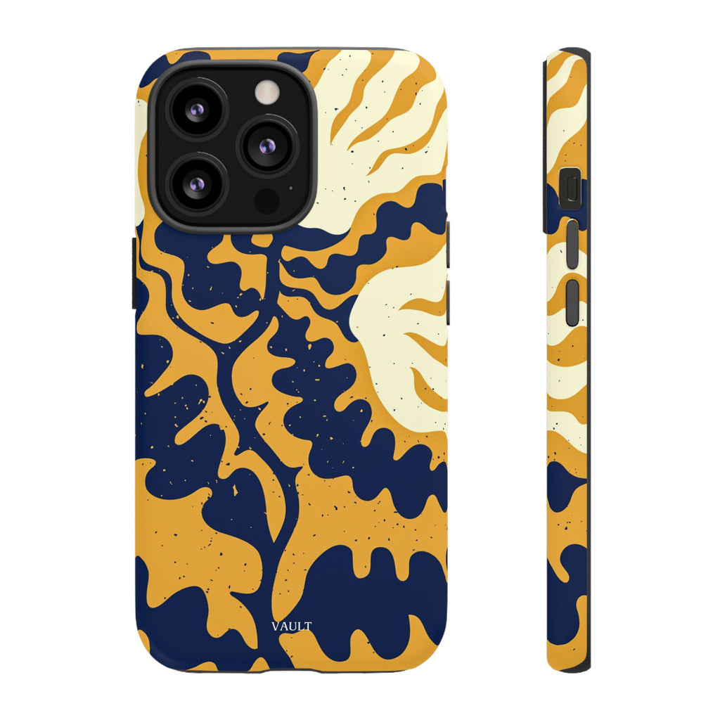 Bold Abstract Floral Phone Case (Navy & Mustard)