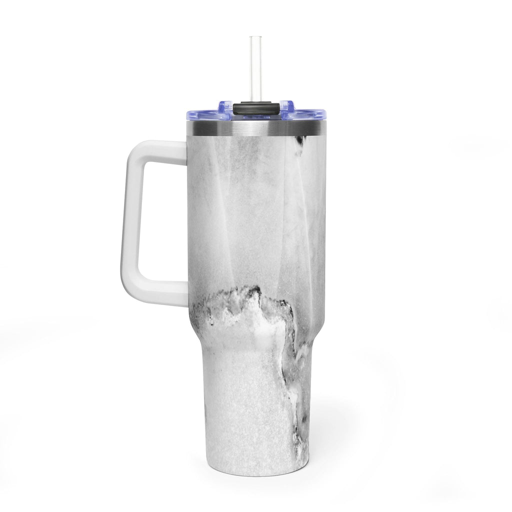 40oz Marble Vacuum Tumbler — Insulated Travel Mug with Handle