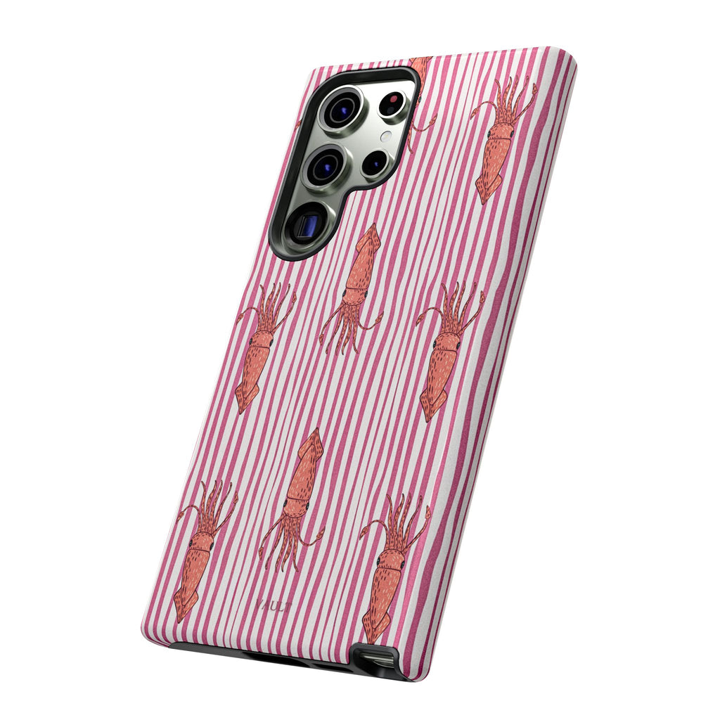 Squid Stripe Phone Case — Pink Nautical Sea Creature Pattern
