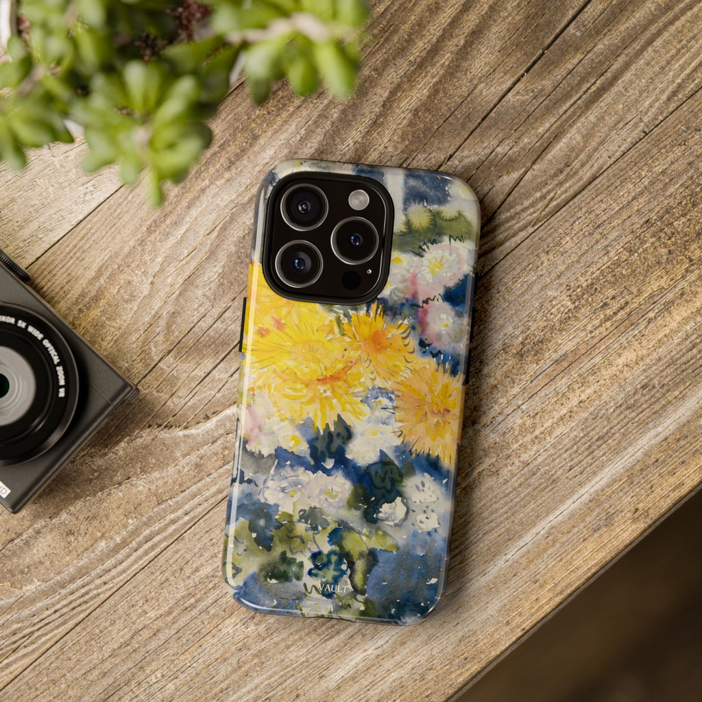 Floral Watercolor Phone Case – Yellow Chrysanthemums Design