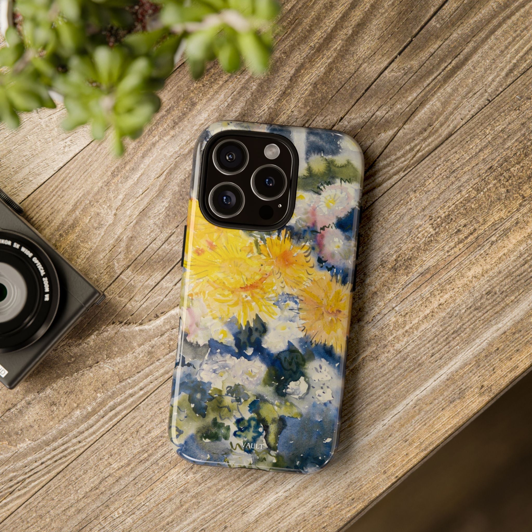 Floral Watercolor Phone Case – Yellow Chrysanthemums Design