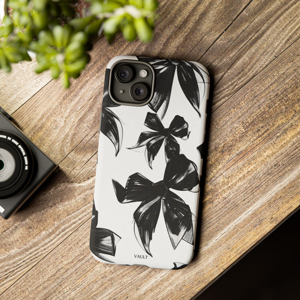 Floral Brushstroke Phone Case — Black & White Botanical Tough Case
