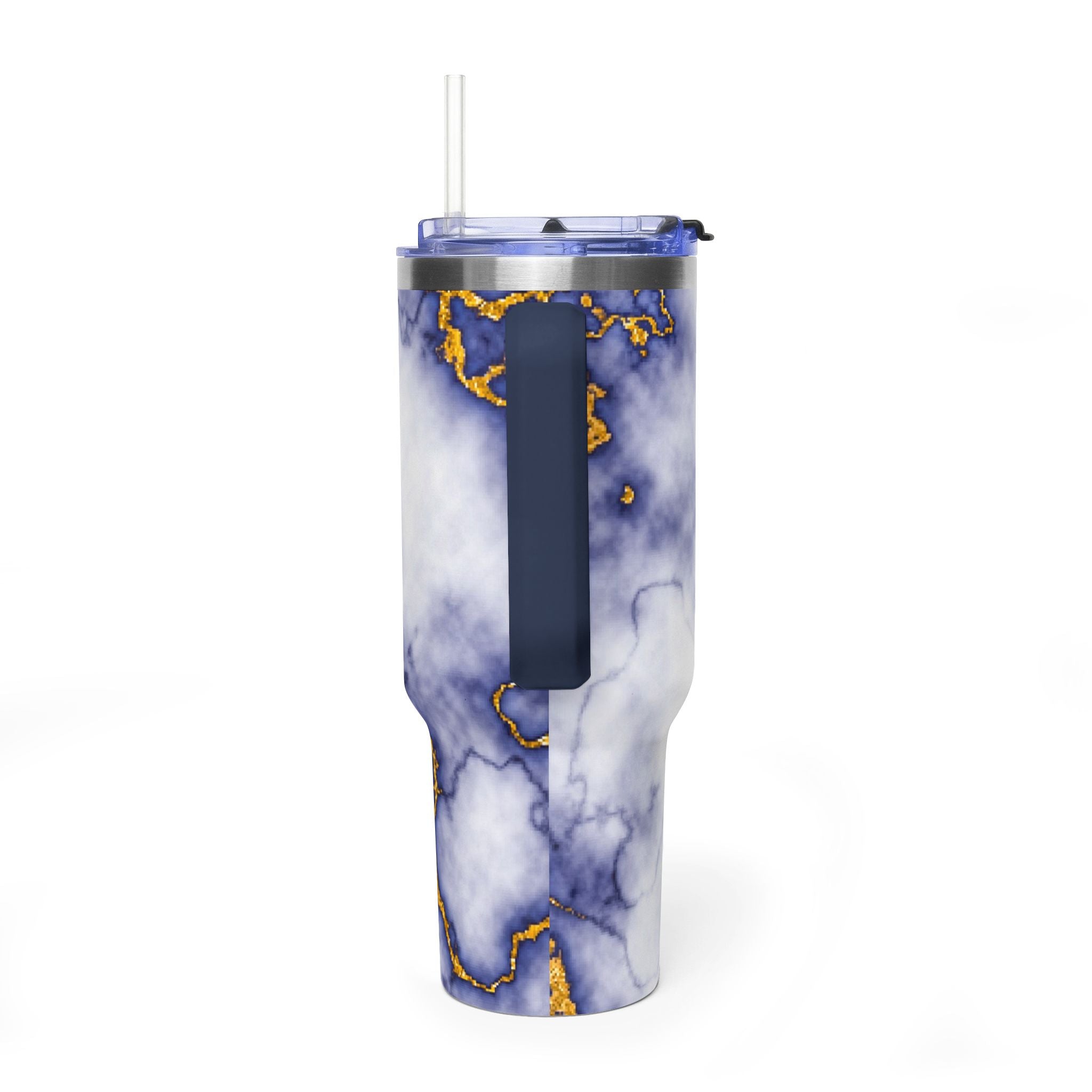 40oz Marble Thermal Tumbler - Blue & Gold Veined Vacuum Cup