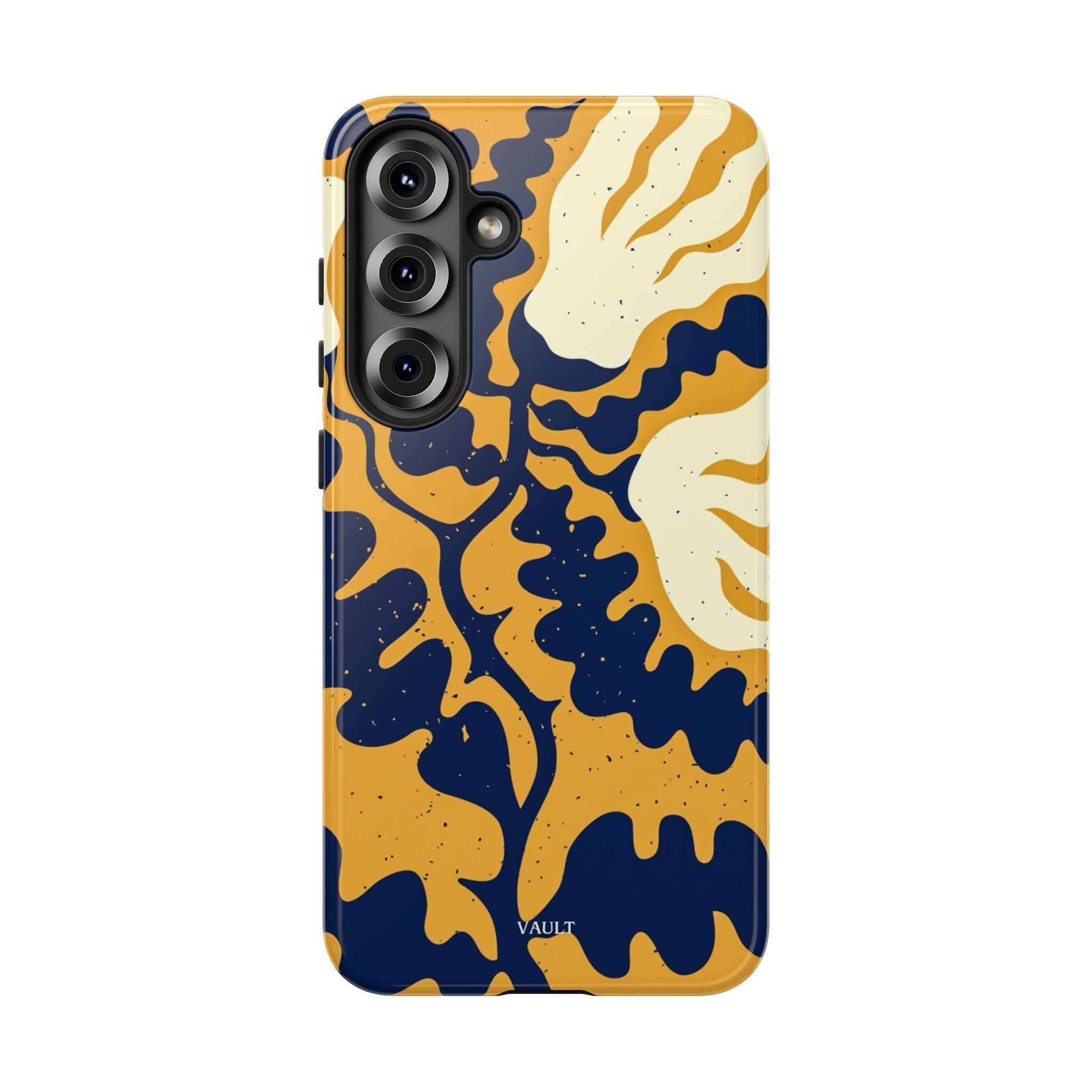 Bold Abstract Floral Phone Case (Navy & Mustard)