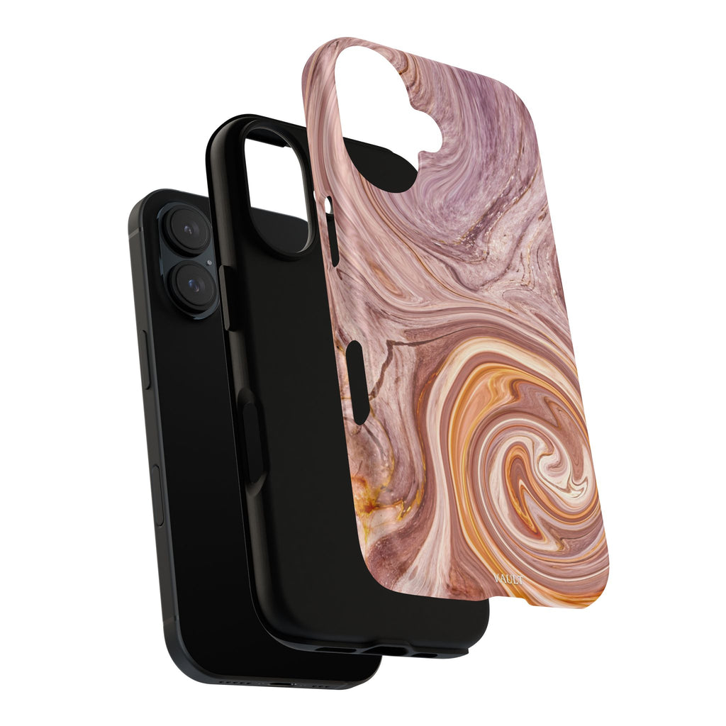 Marble Swirl Phone Case — Pink & Gold Abstract Tough Case
