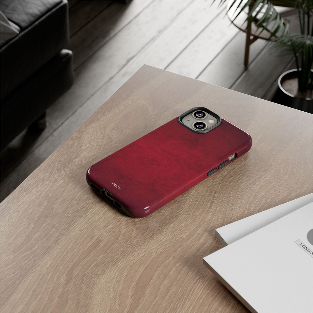Red Leather Texture Phone Case Impact-Resistant Case