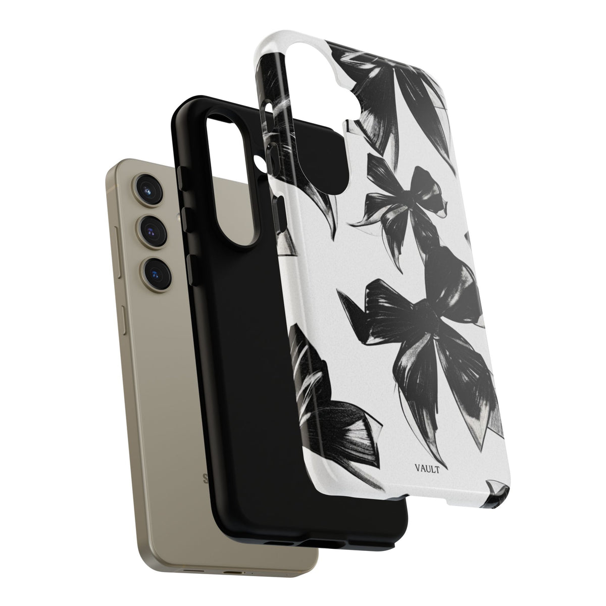 Floral Brushstroke Phone Case — Black & White Botanical Tough Case