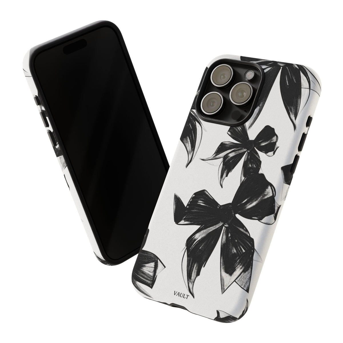 Floral Brushstroke Phone Case — Black & White Botanical Tough Case