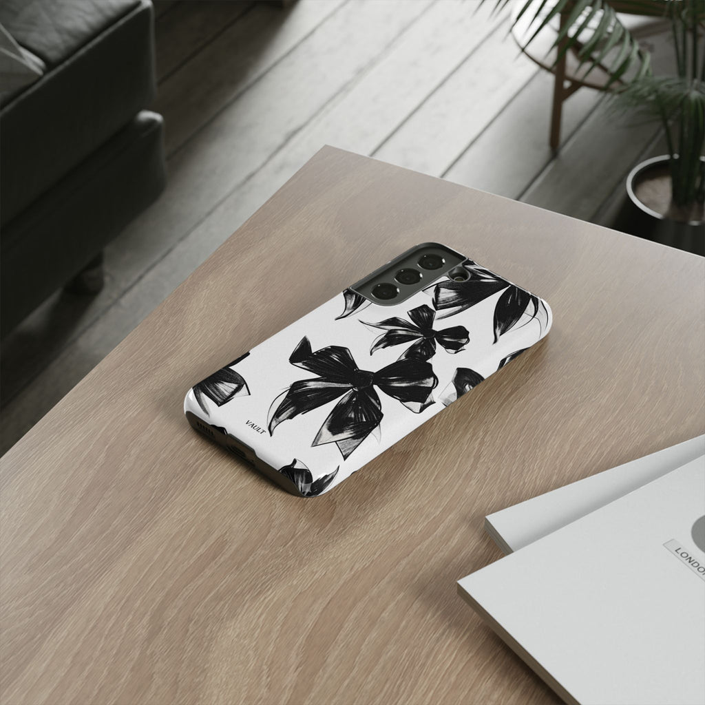 Floral Brushstroke Phone Case — Black & White Botanical Tough Case