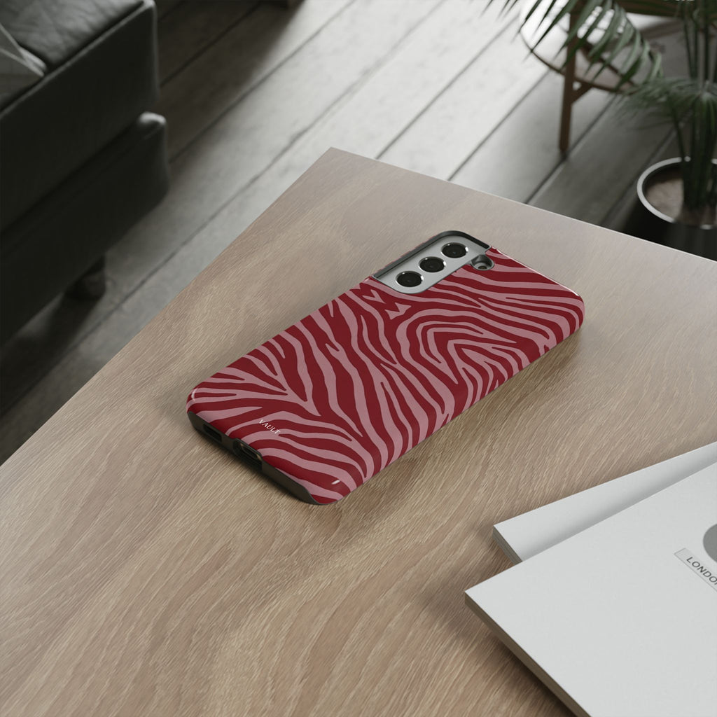 Red Zebra Print Tough Phone Case