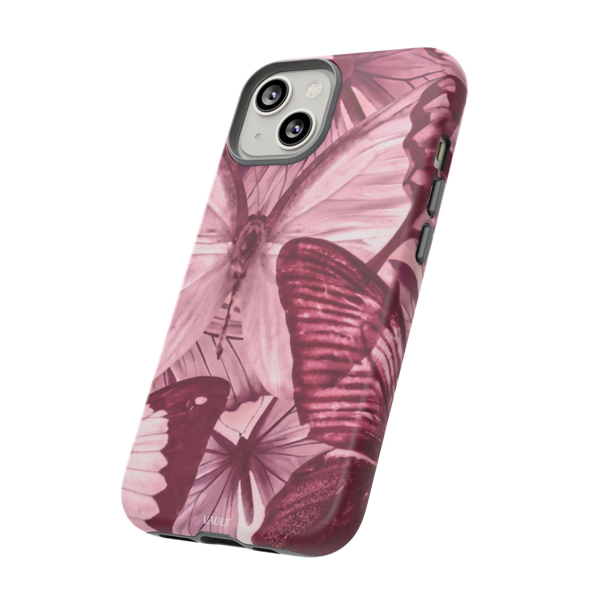Butterfly Tough Phone Case — Vintage Pink Floral Protective Cover