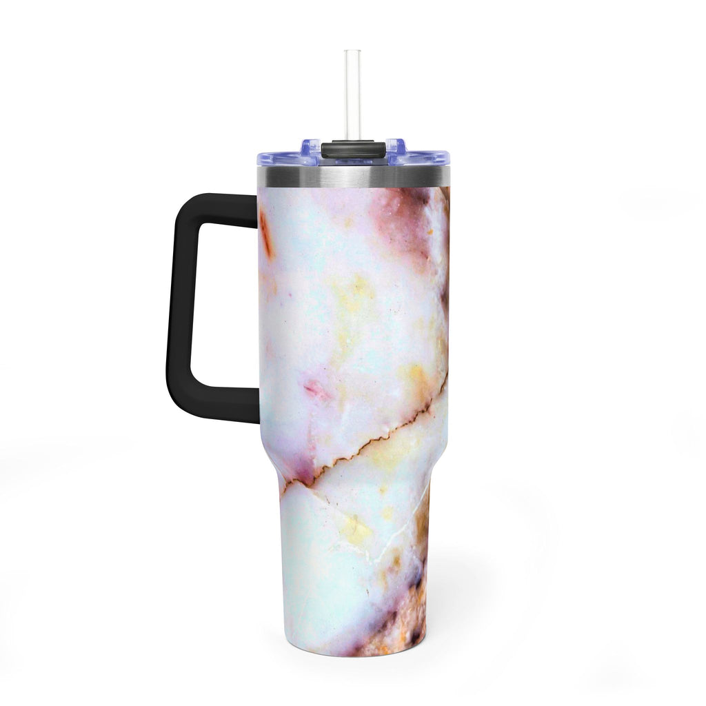 40oz Marble Rose Quartz Vacuum Tumbler – Insulated Travel Mug