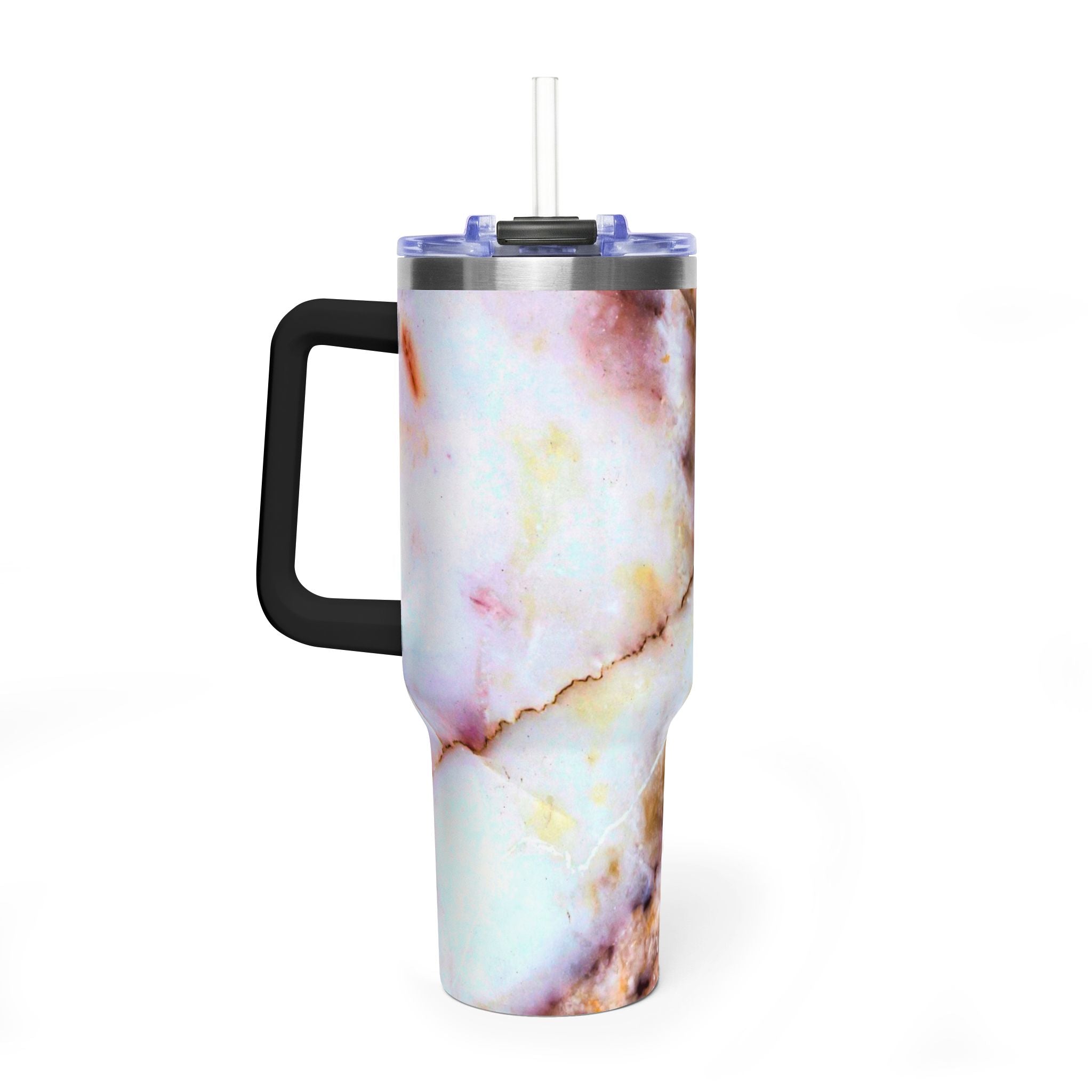 40oz Marble Rose Quartz Vacuum Tumbler – Insulated Travel Mug