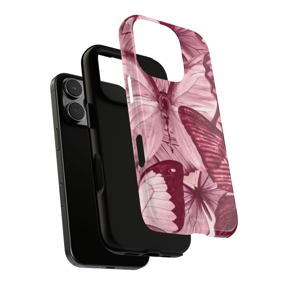 Butterfly Tough Phone Case — Vintage Pink Floral Protective Cover
