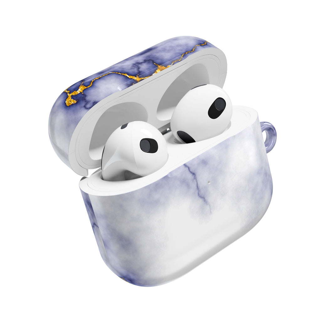 Marble Purple AirPod Case with Gold Veining — Elegant Protective Cover