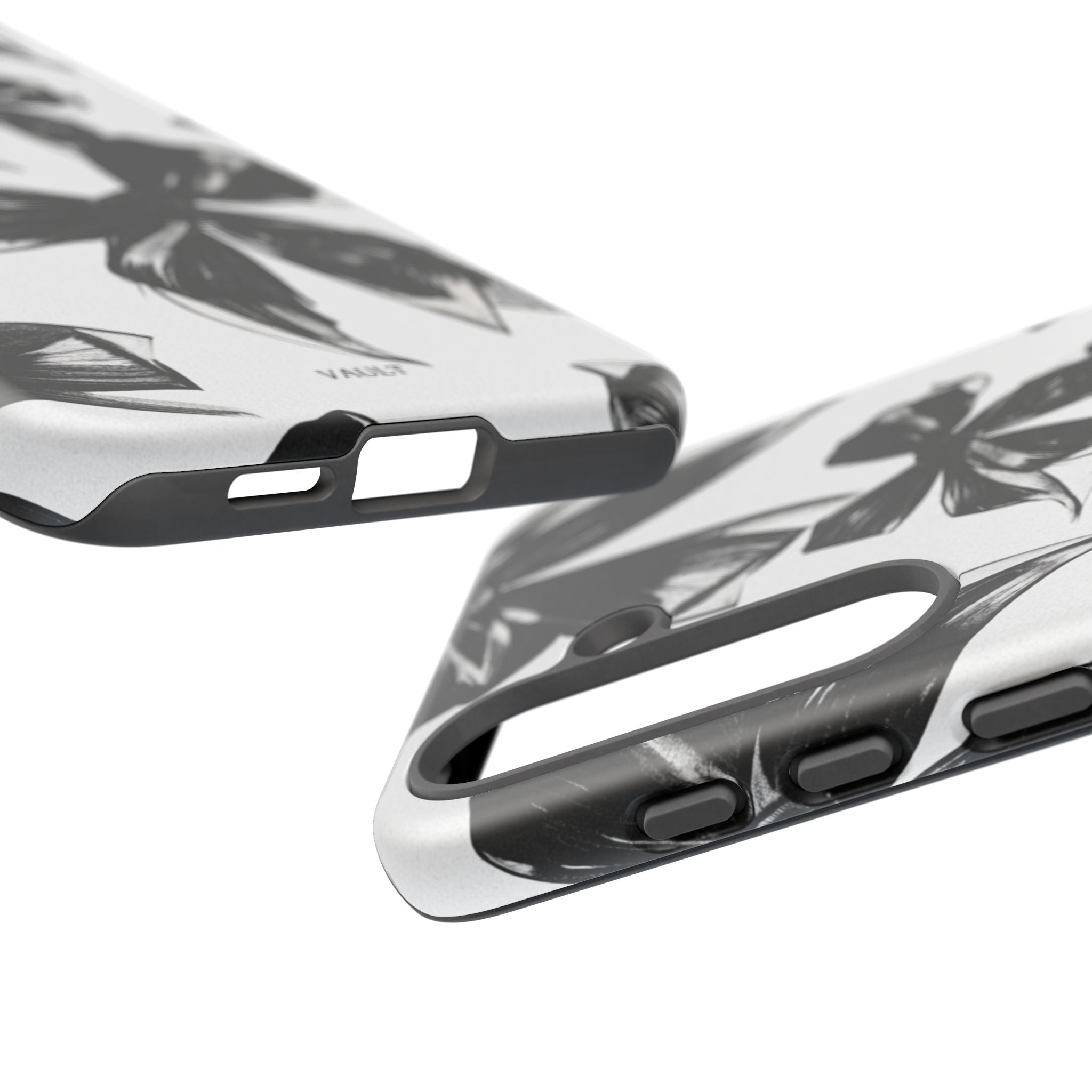 Floral Brushstroke Phone Case — Black & White Botanical Tough Case