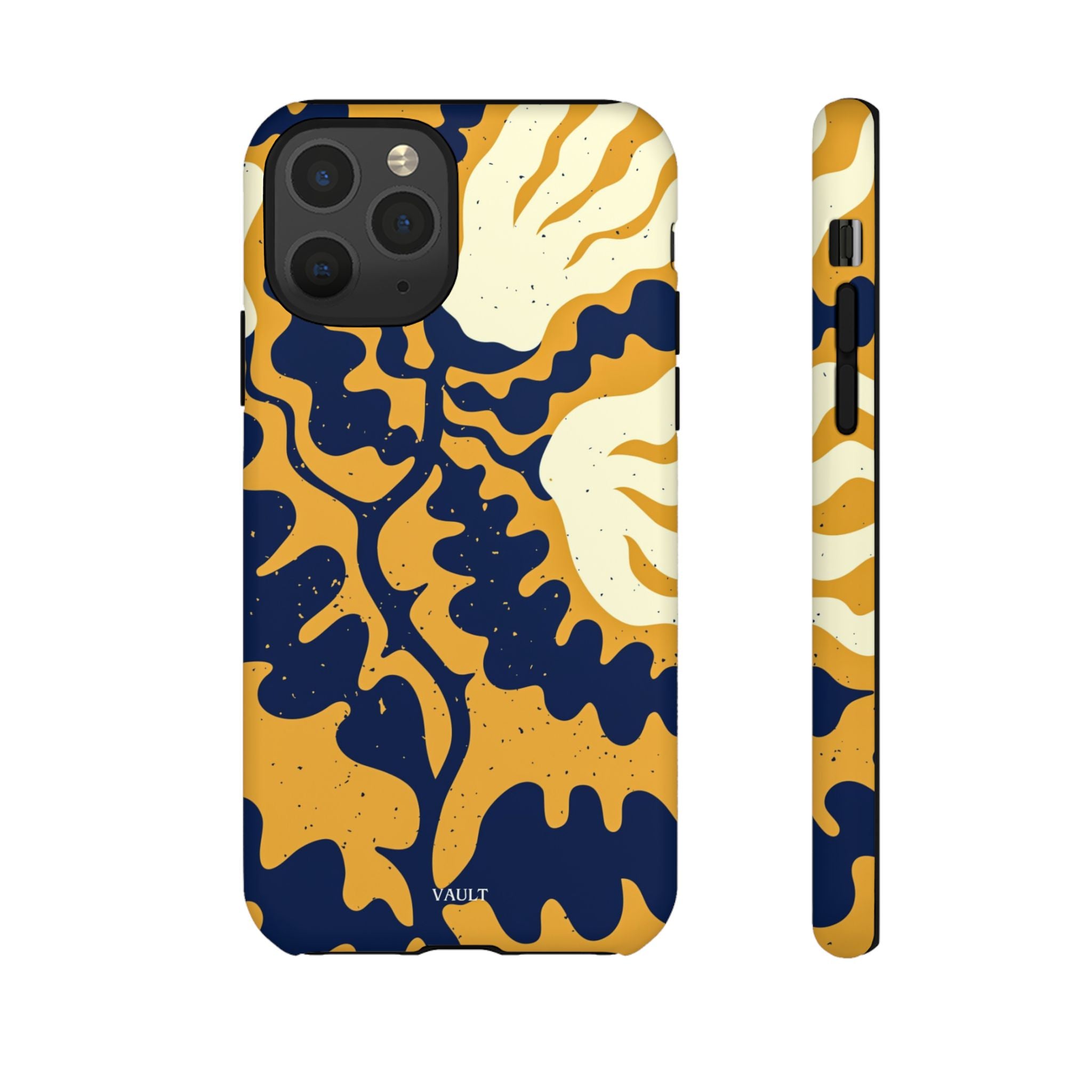 Bold Abstract Floral Phone Case (Navy & Mustard)