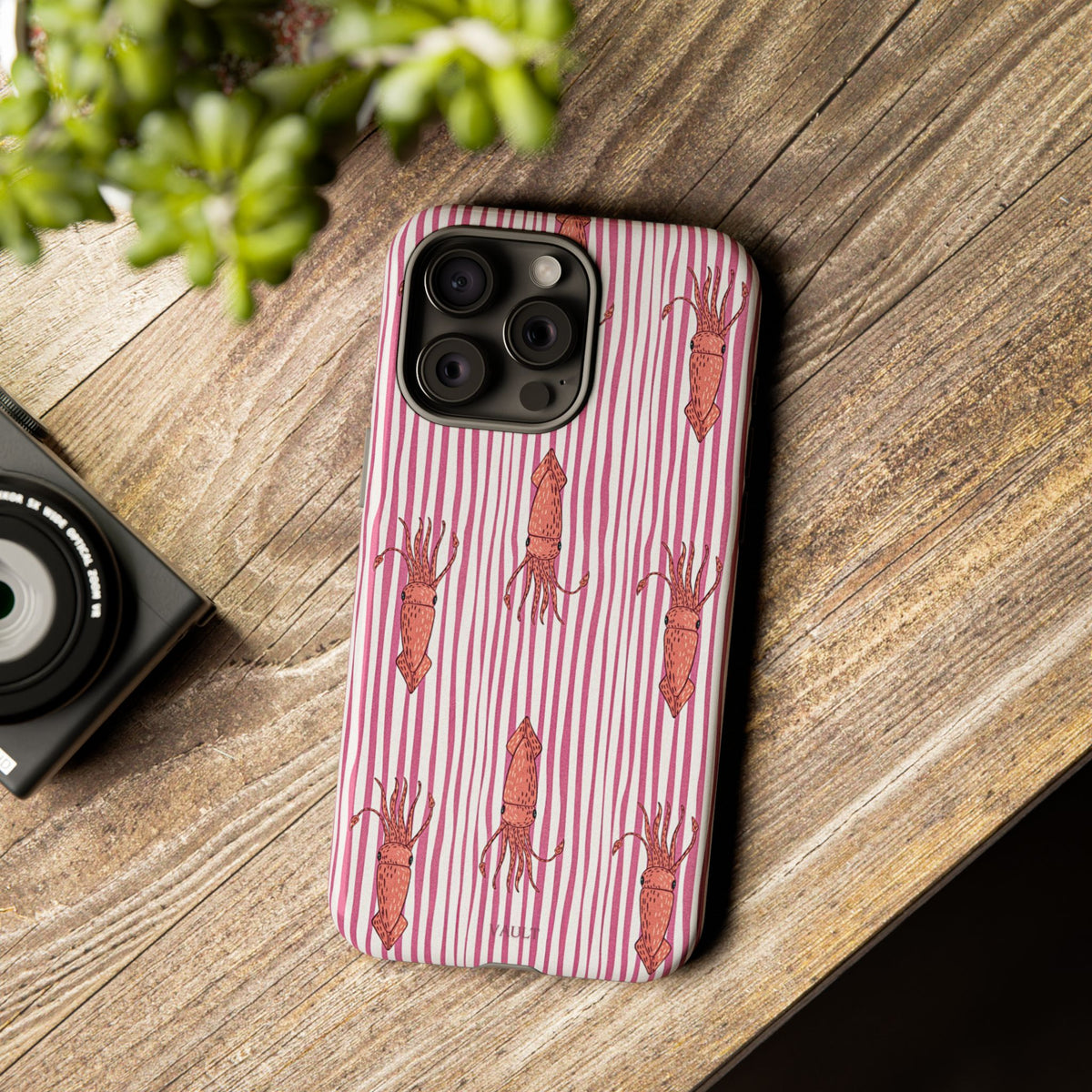 Squid Stripe Phone Case — Pink Nautical Sea Creature Pattern