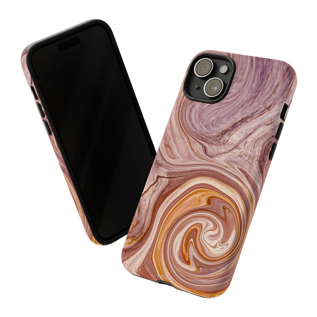 Marble Swirl Phone Case — Pink & Gold Abstract Tough Case