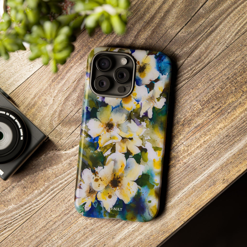 Floral Watercolor Tough Case – Yellow White Blossom Phone Cover
