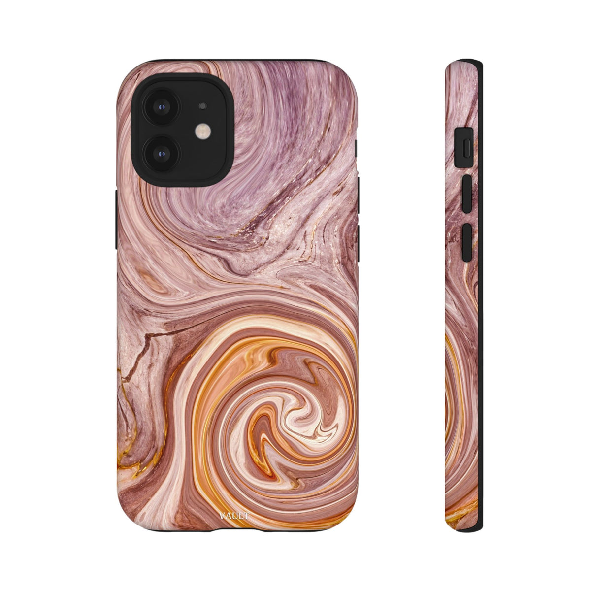 Marble Swirl Phone Case — Pink & Gold Abstract Tough Case