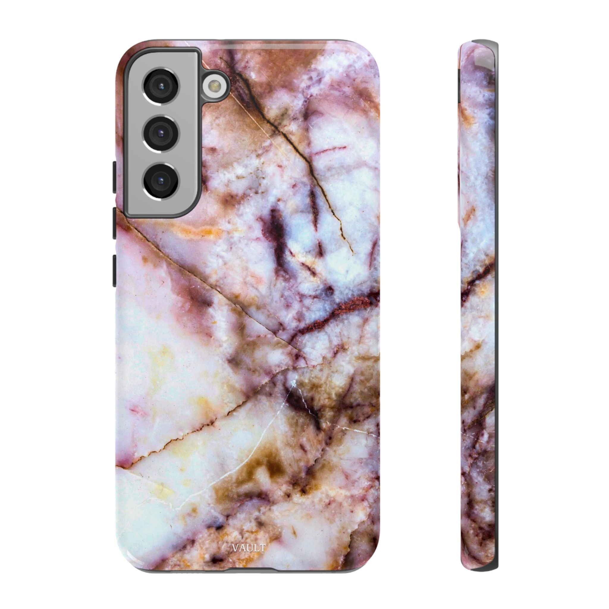 Marble Vein Tough Phone Case — Pink Quartz Protective Cover