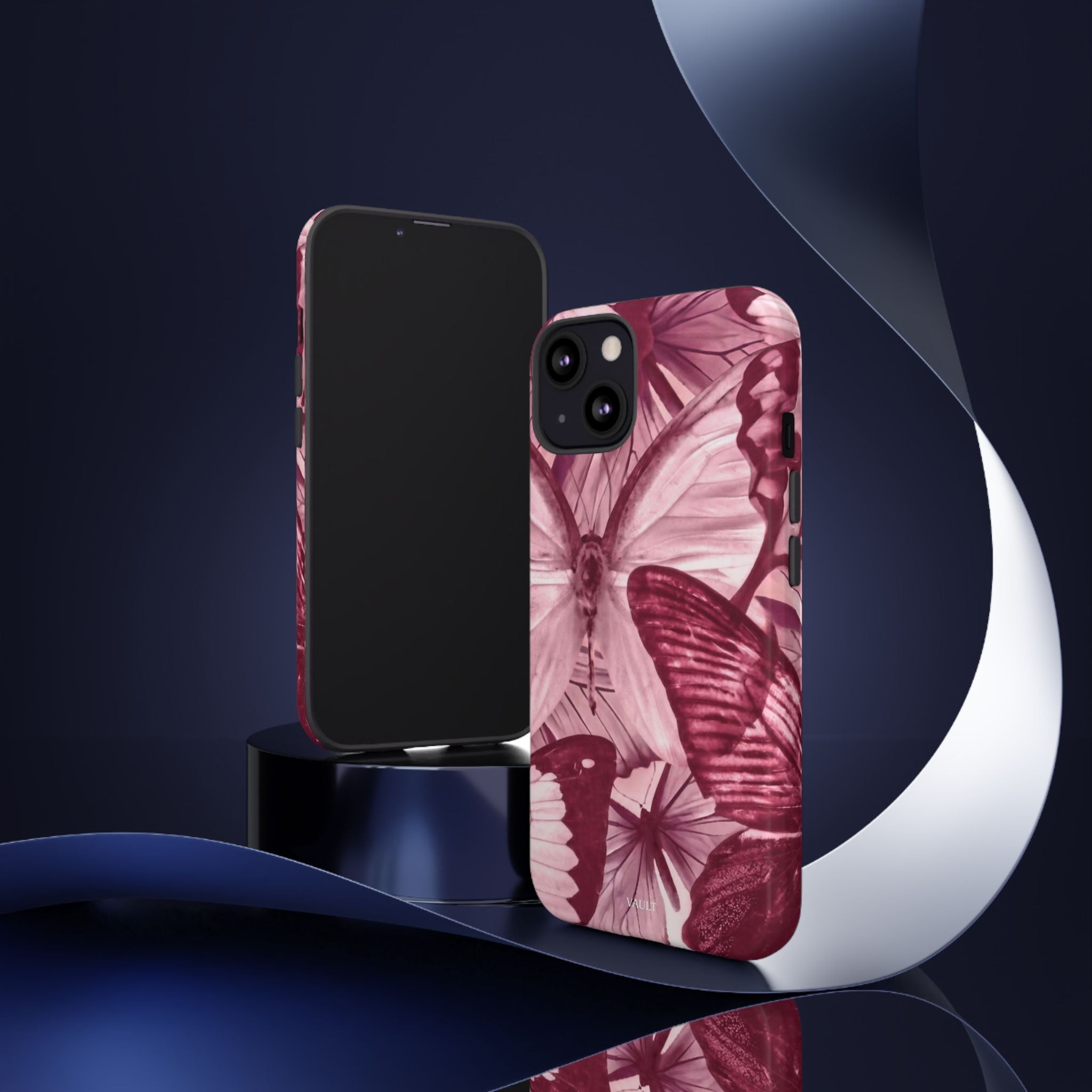 Butterfly Tough Phone Case — Vintage Pink Floral Protective Cover