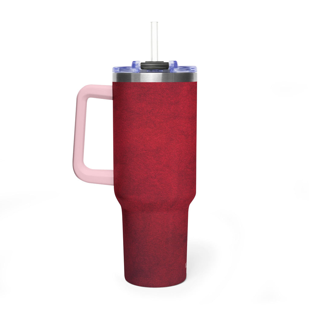 40oz Red Vacuum Tumbler – Insulated Travel Mug with Straw & Handle