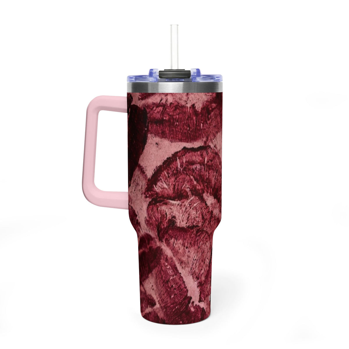 40oz Vacuum Tumbler - Burgundy Rose Marble Insulated Travel Cup