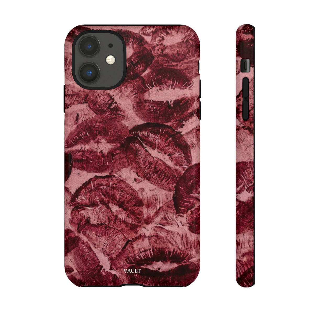 Kiss Print Phone Case – Burgundy Lip Pattern Protective Phone Cover