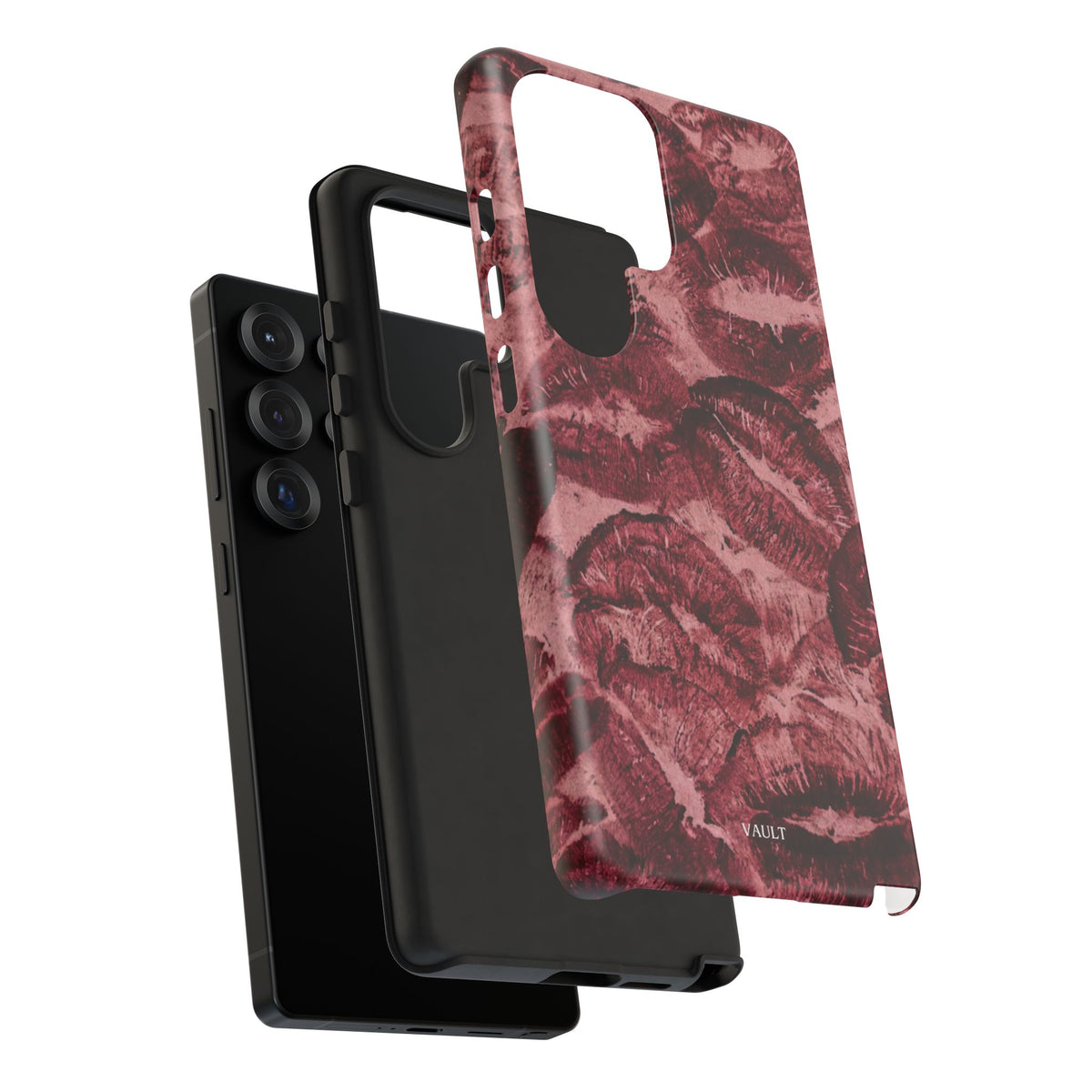 Kiss Print Phone Case – Burgundy Lip Pattern Protective Phone Cover