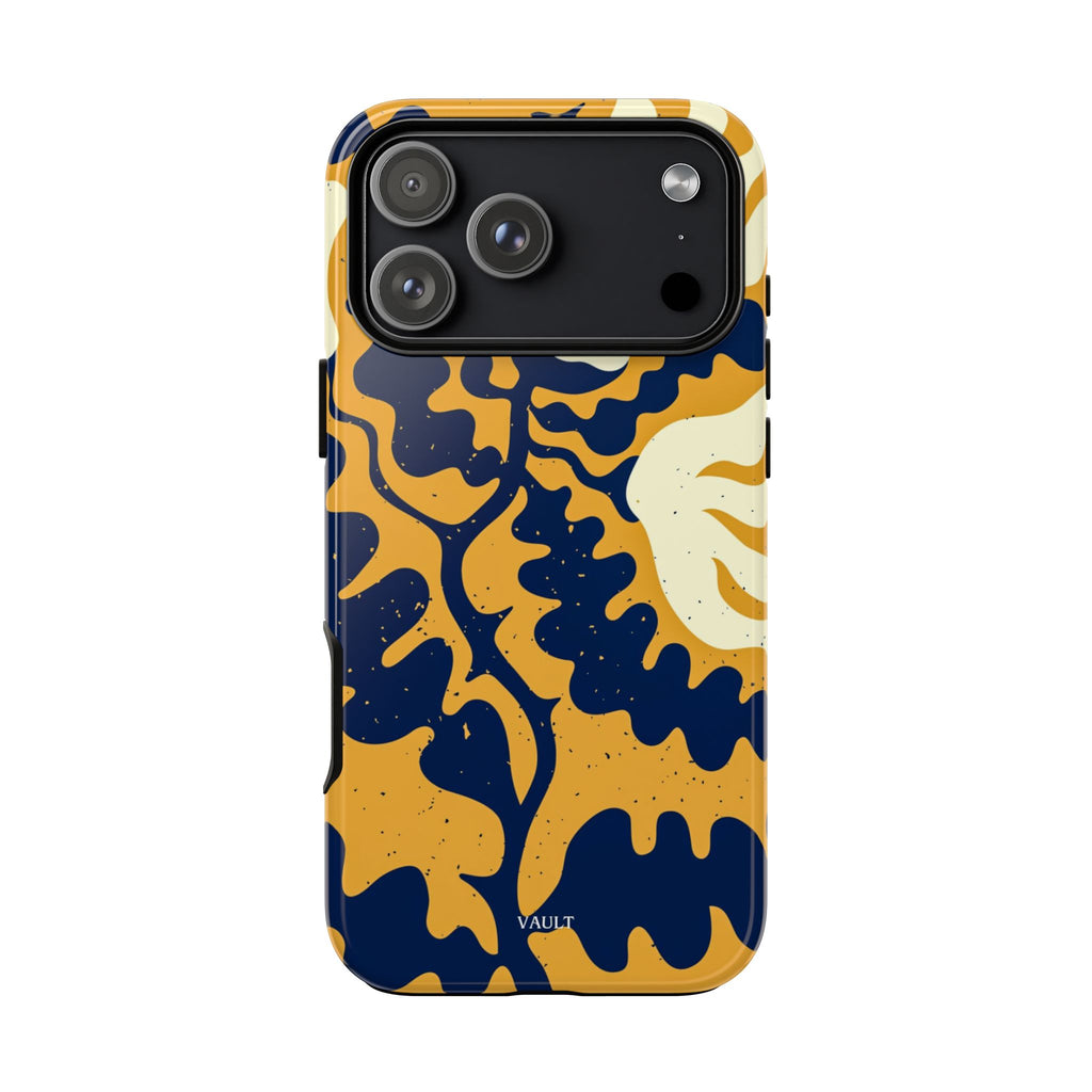 Bold Abstract Floral Phone Case (Navy & Mustard)