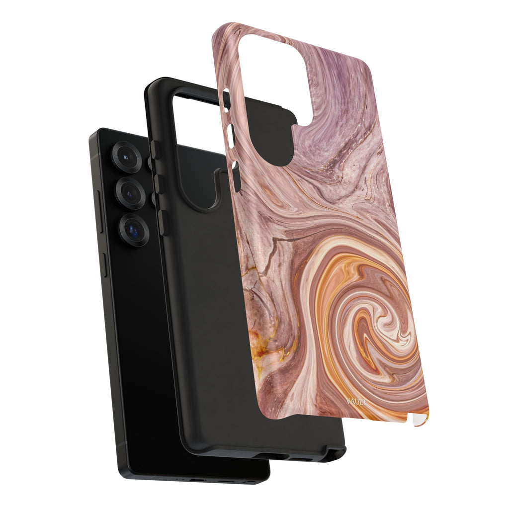 Marble Swirl Phone Case — Pink & Gold Abstract Tough Case