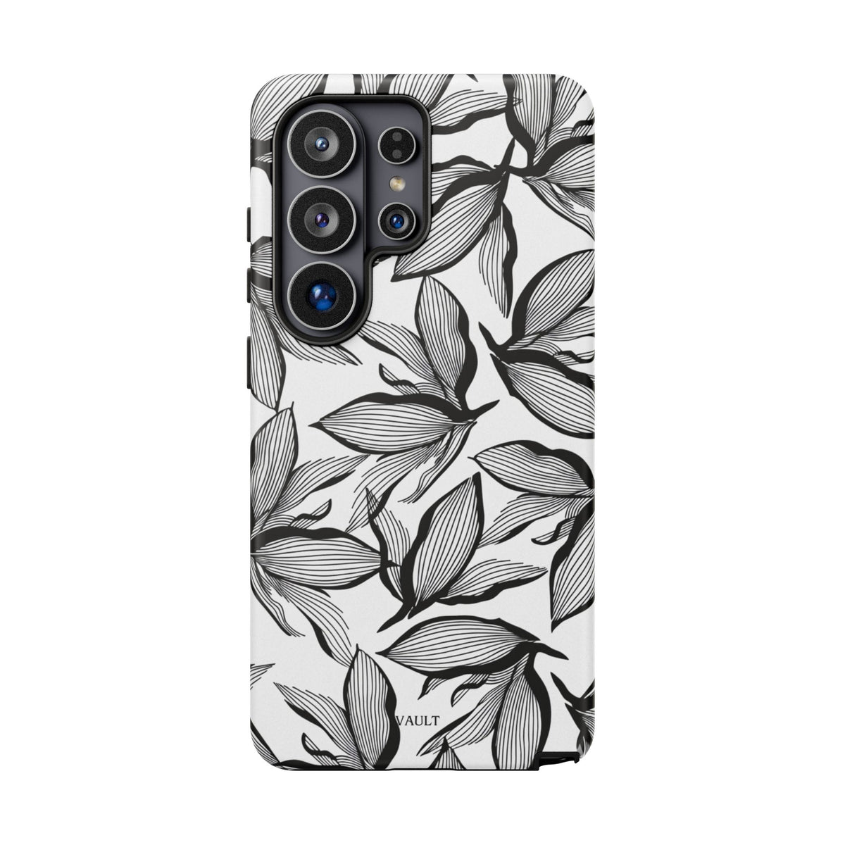 Floral Leaves Tough Phone Case – Black & White Botanical Protection