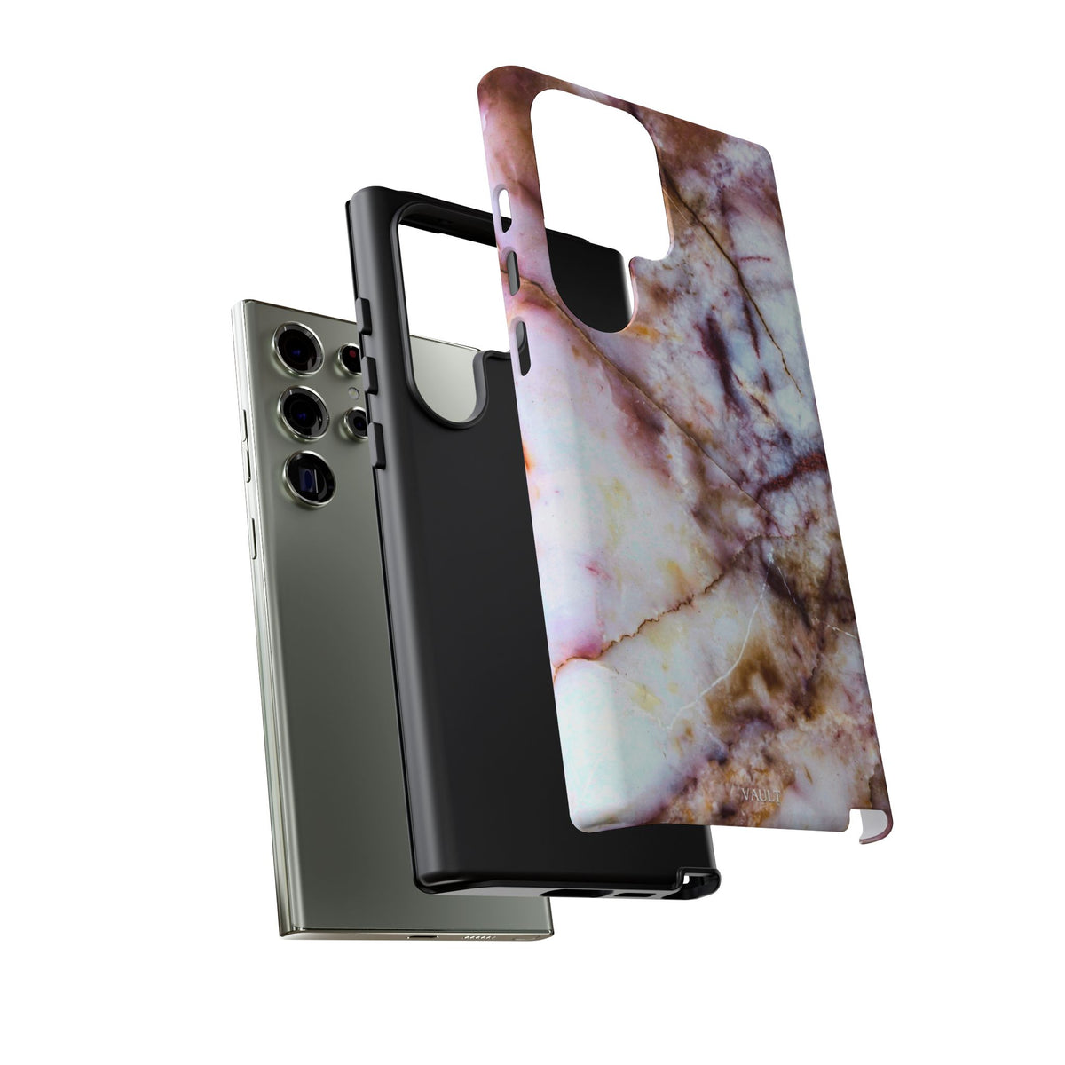 Marble Vein Tough Phone Case — Pink Quartz Protective Cover
