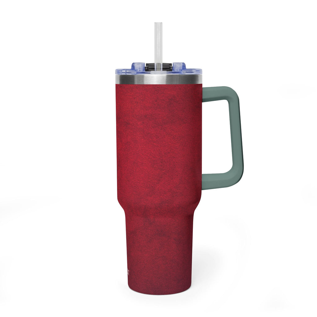 40oz Red Vacuum Tumbler – Insulated Travel Mug with Straw & Handle