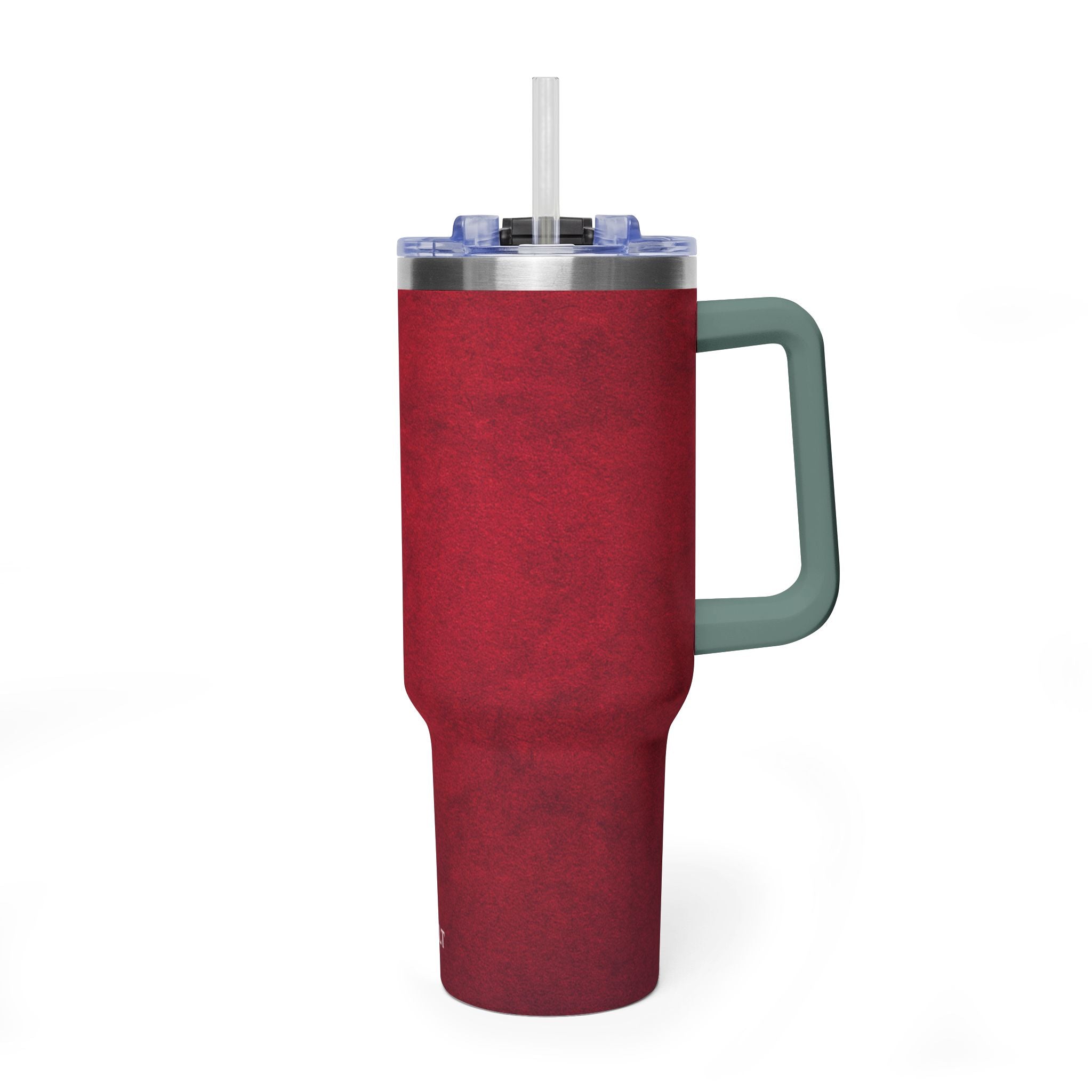 40oz Red Vacuum Tumbler – Insulated Travel Mug with Straw & Handle