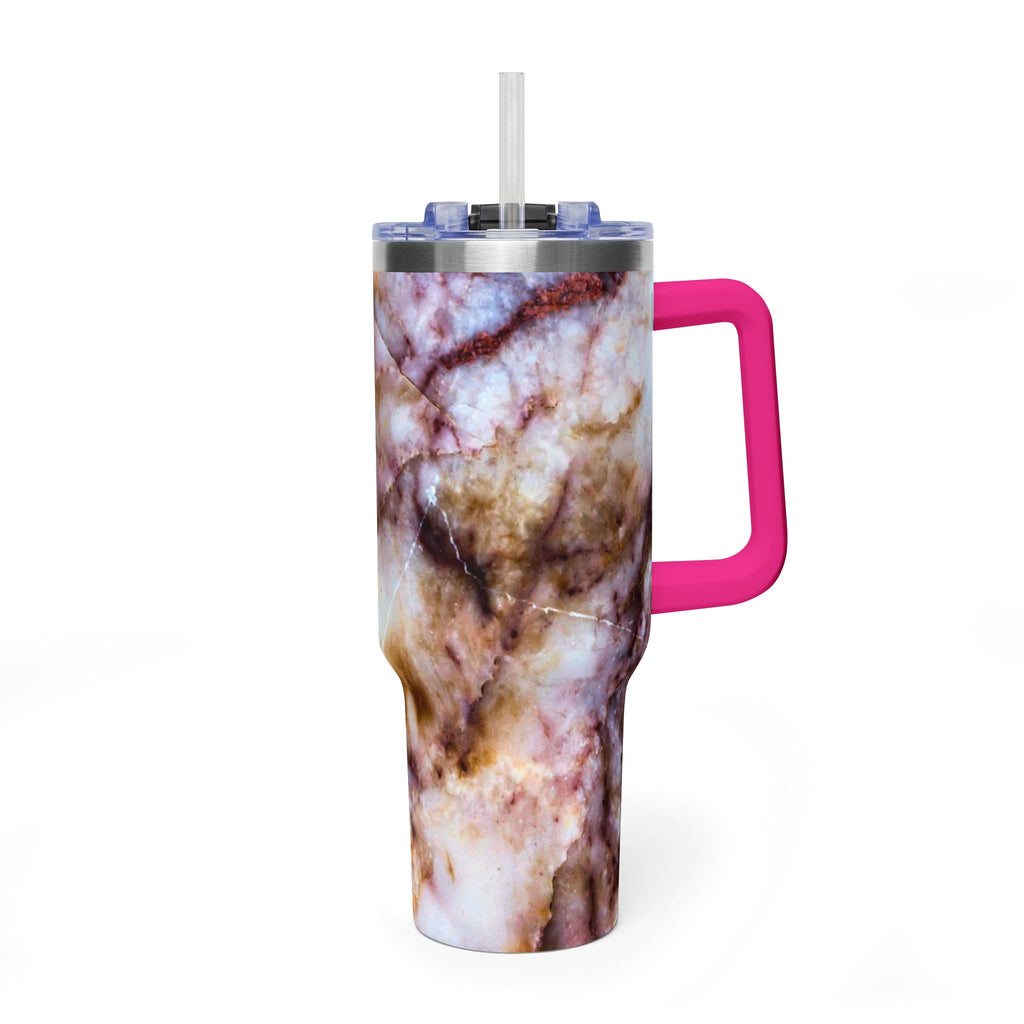 40oz Marble Rose Quartz Vacuum Tumbler – Insulated Travel Mug