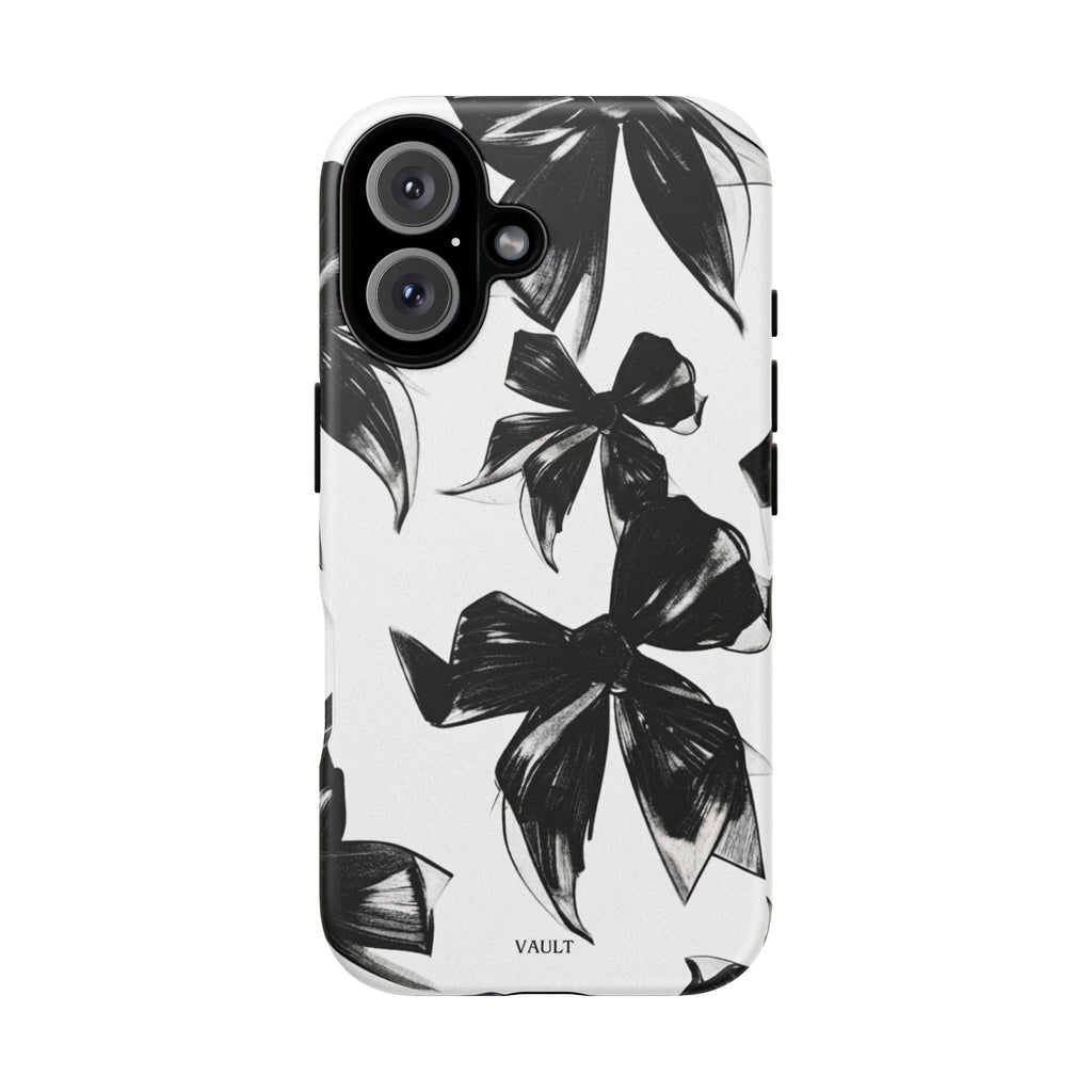 Floral Brushstroke Phone Case — Black & White Botanical Tough Case