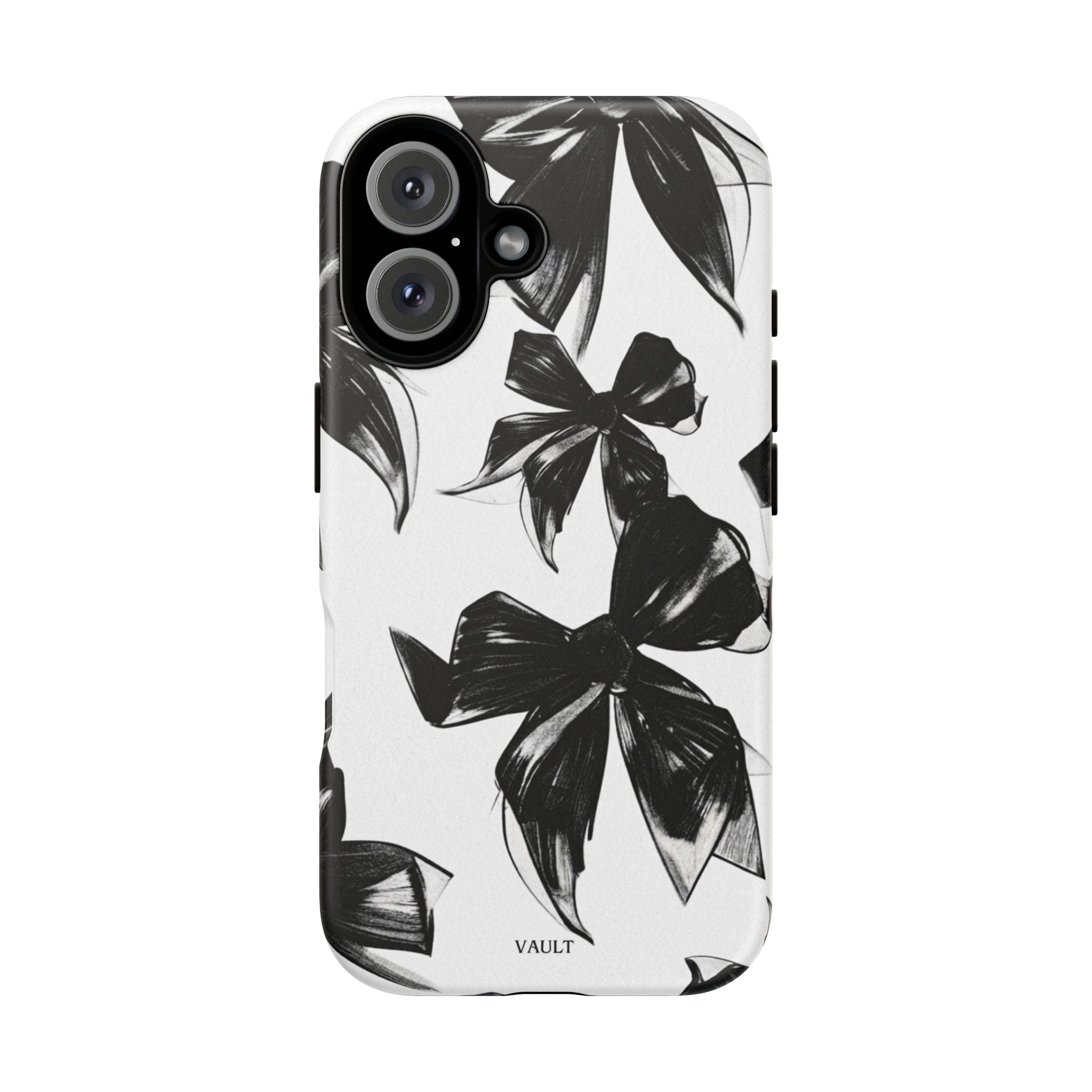 Floral Brushstroke Phone Case — Black & White Botanical Tough Case