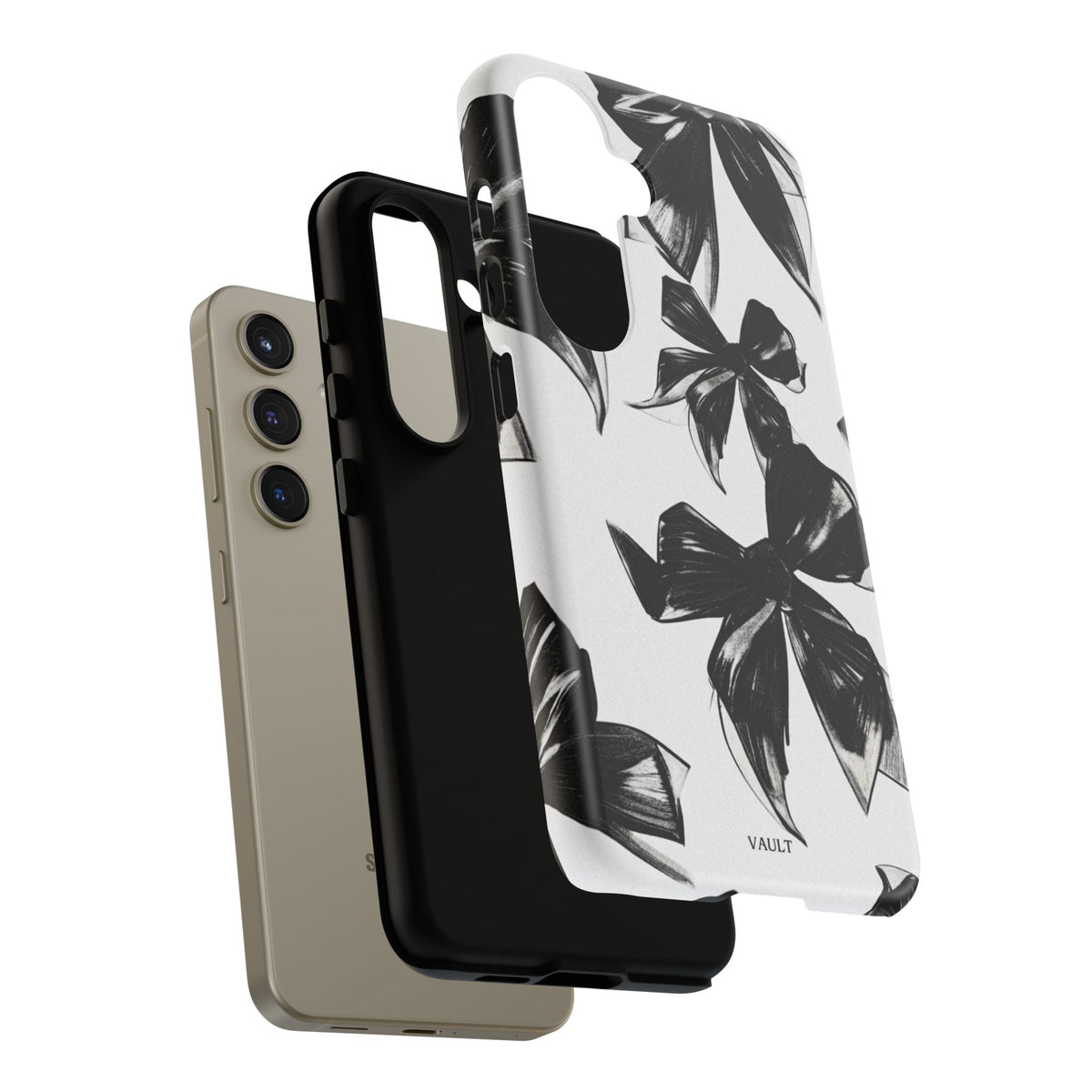 Floral Brushstroke Phone Case — Black & White Botanical Tough Case